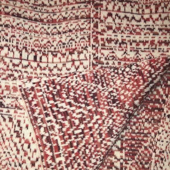 Target M Open Front Knit Shawl Jacket Style Cardigan Ivory Burgundy Rust - Picture 8 of 8